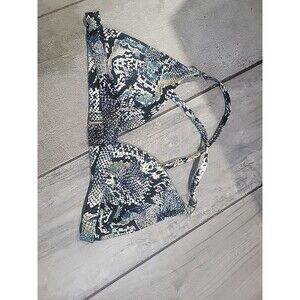 Shade & Shore Womens Snake Print Bikini Swim Top, Blue Size S (4-6)